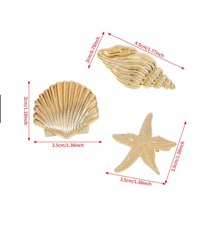 Gold Shell Hair Clips
