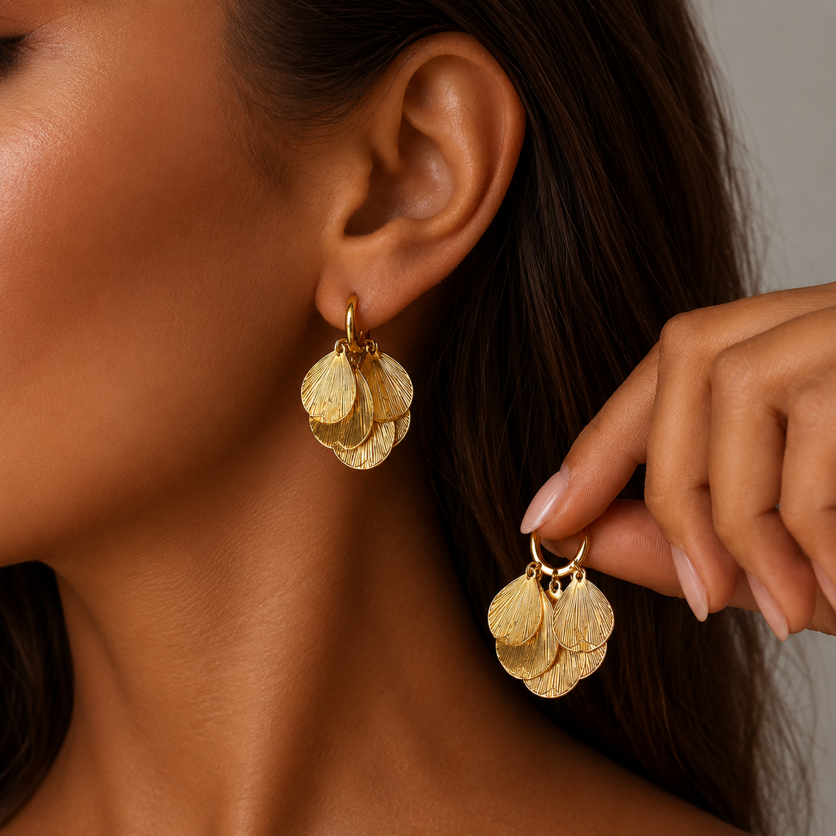 Amelia Layered Petal Earrings – Gold & Silver Statement Earrings