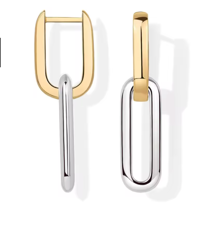 Minimal Two-Tone Link Earrings