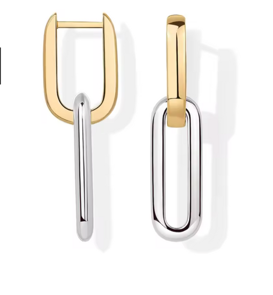 Minimal Two-Tone Link Earrings