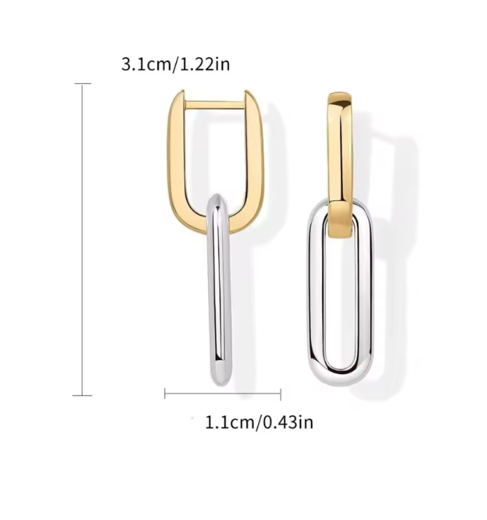 Minimal Two-Tone Link Earrings