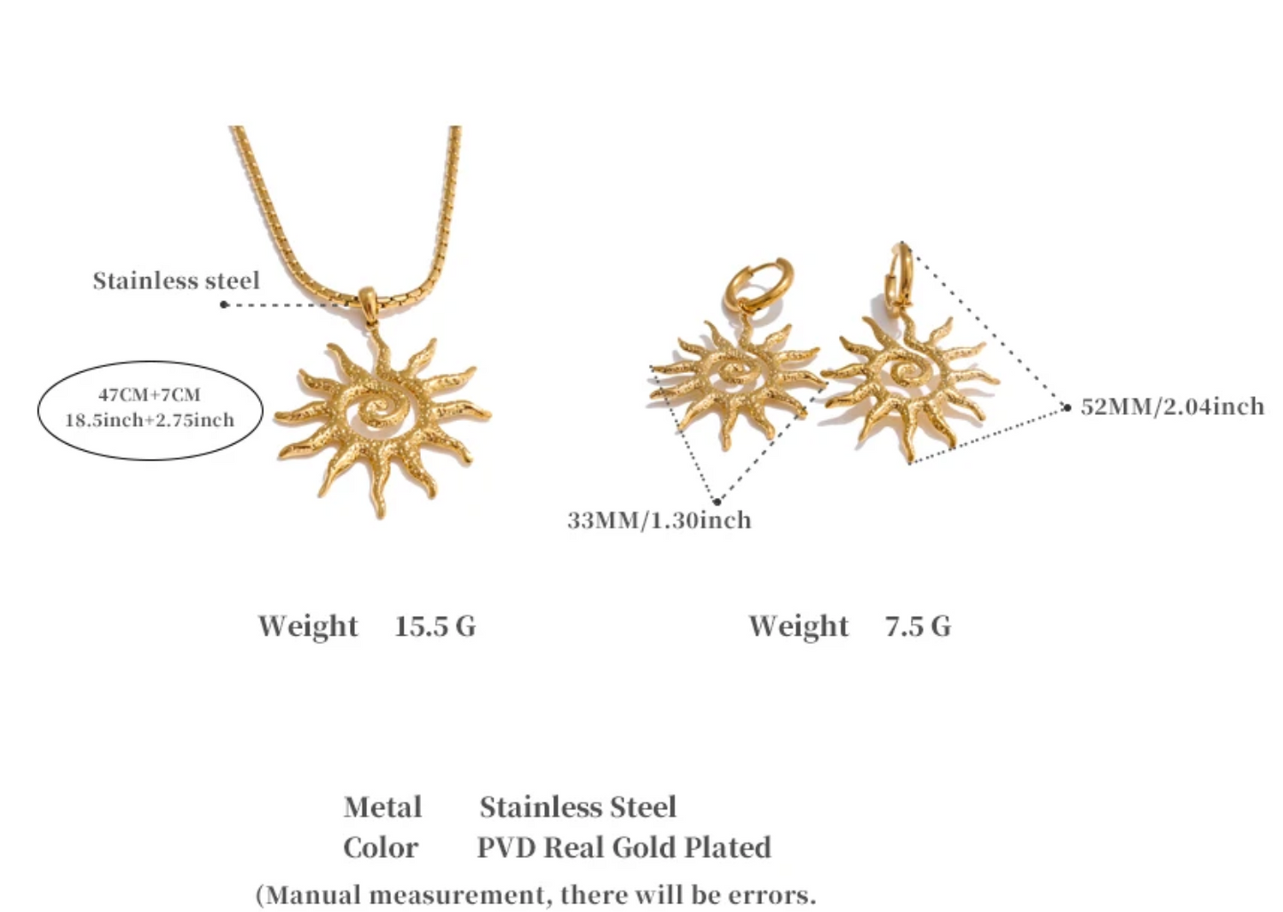 Sun Charm Jewelry Set