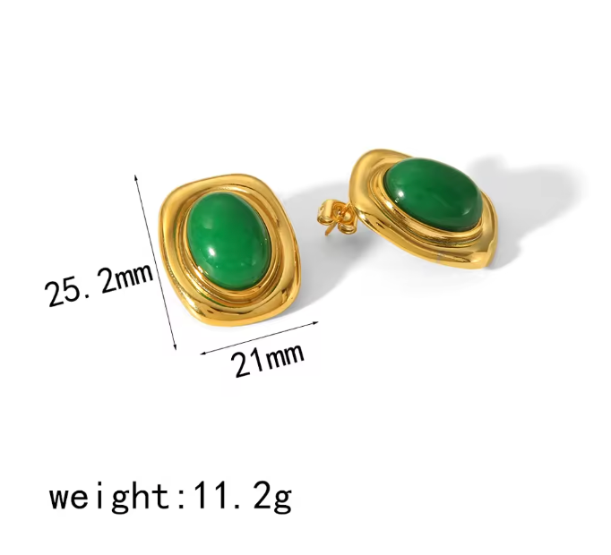 Emerald Stone Statement Earrings