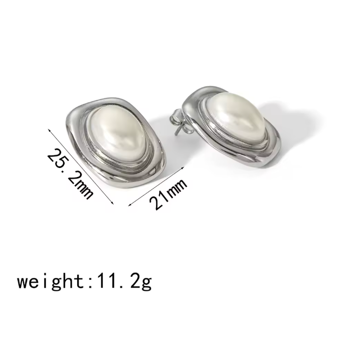 Pearl Statement Earrings (Silver)