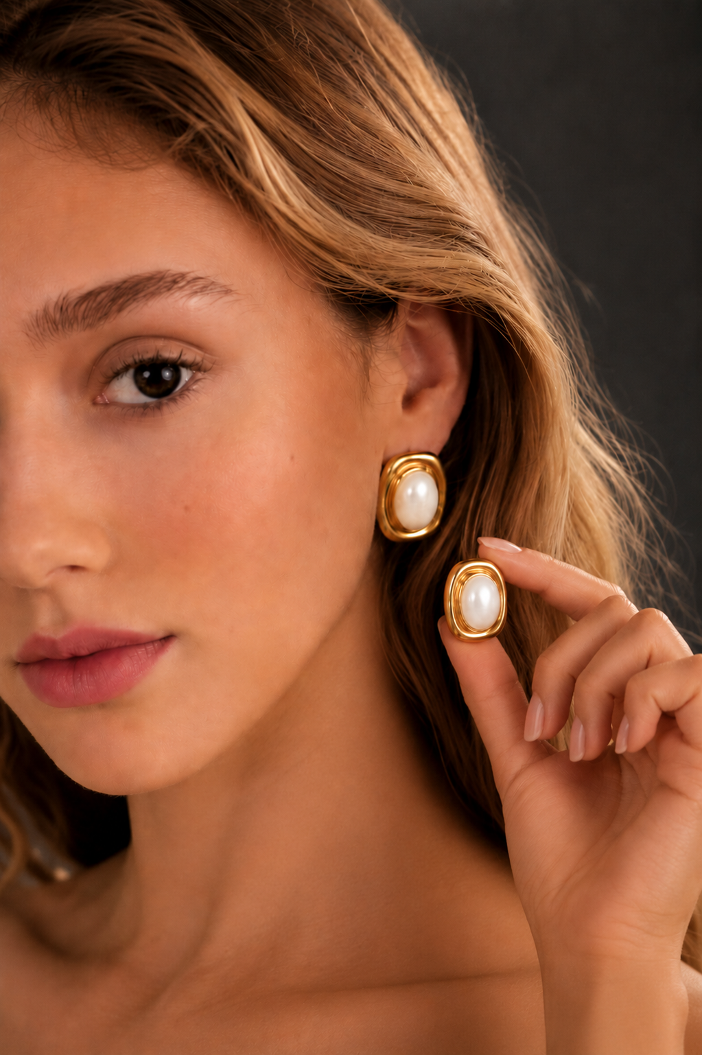 Pearl Statement Earrings (Gold)