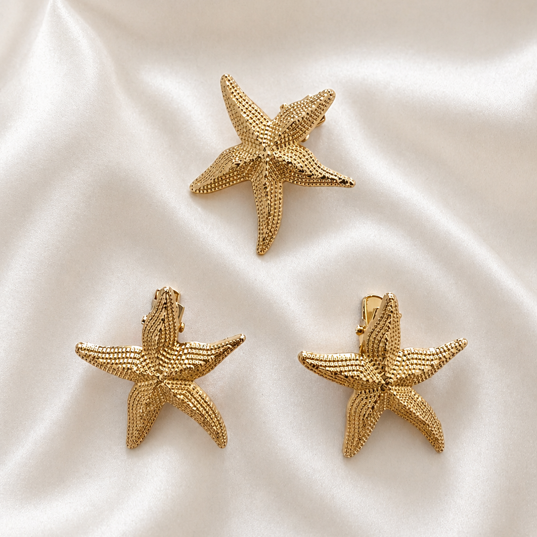 Gold Starfish Clips