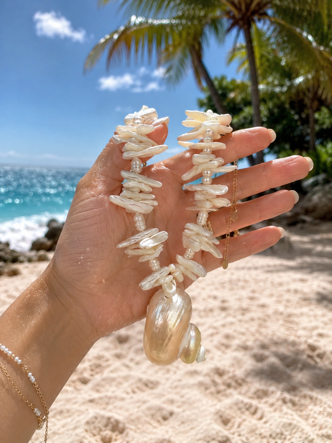 Coralia Conch Shell Statement Necklace