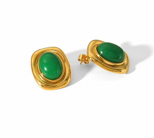 Emerald Stone Statement Earrings