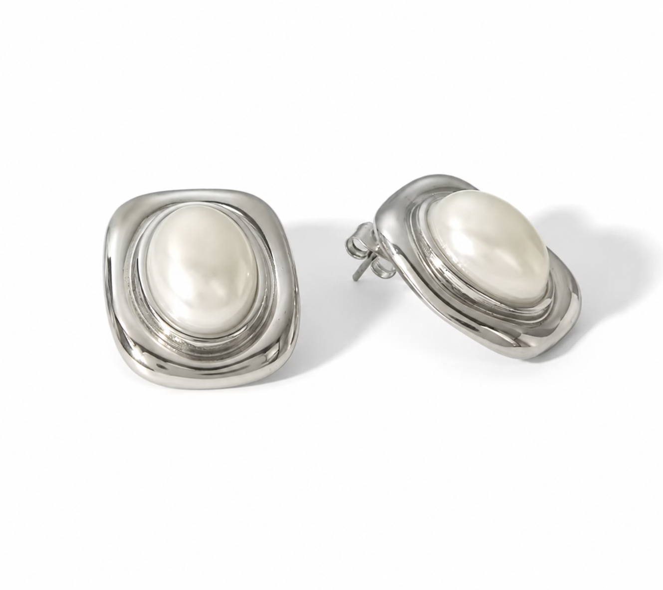 Pearl Statement Earrings (Silver)