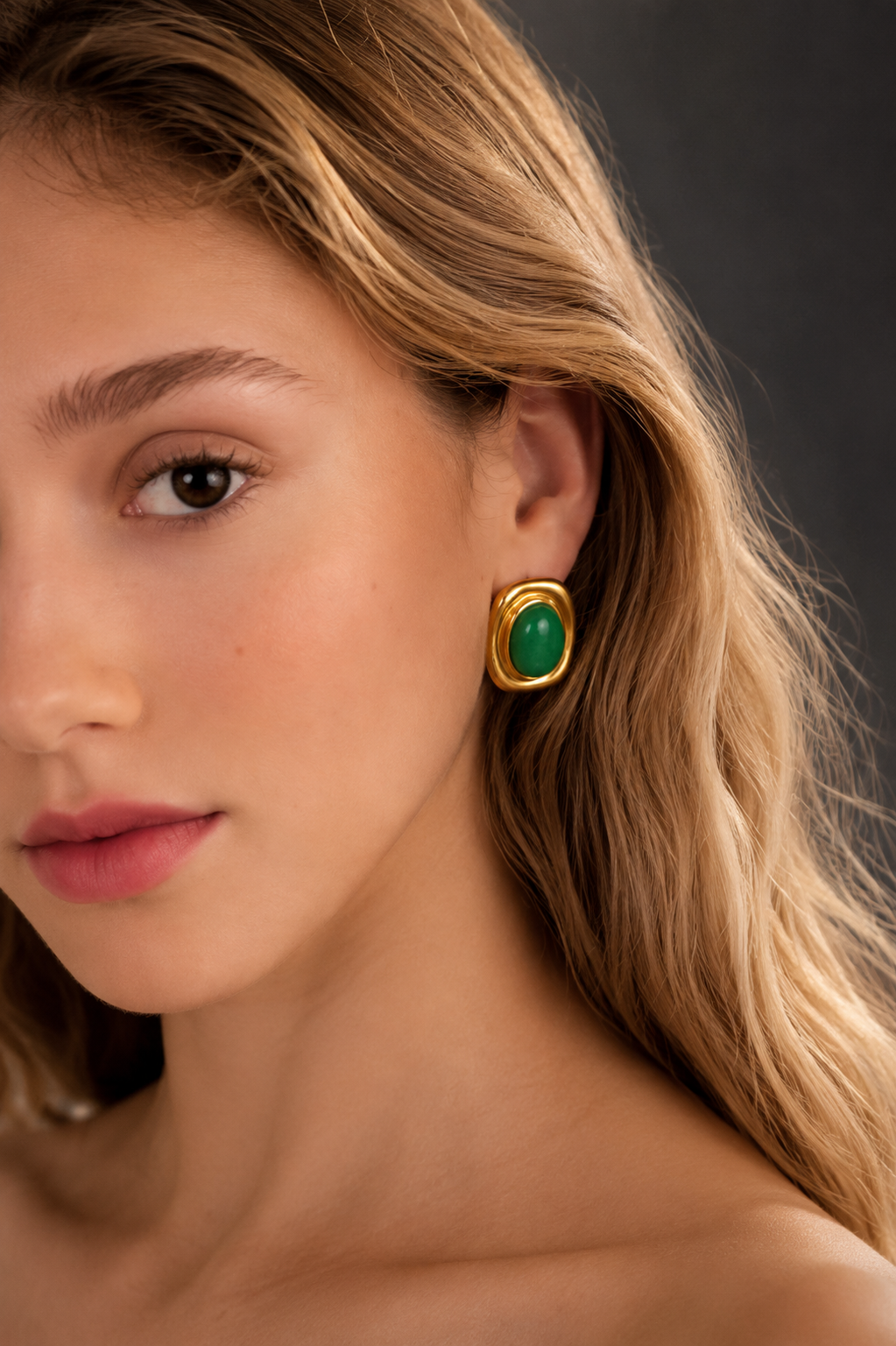Emerald Stone Statement Earrings