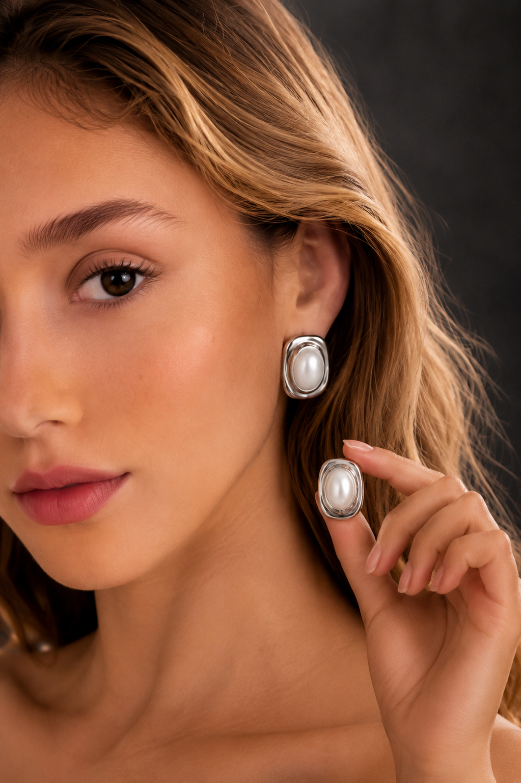 Pearl Statement Earrings (Silver)
