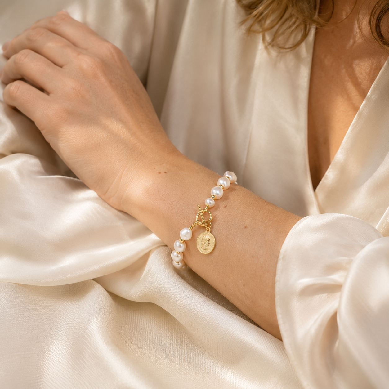 Luna Pearl Coin Bracelet
