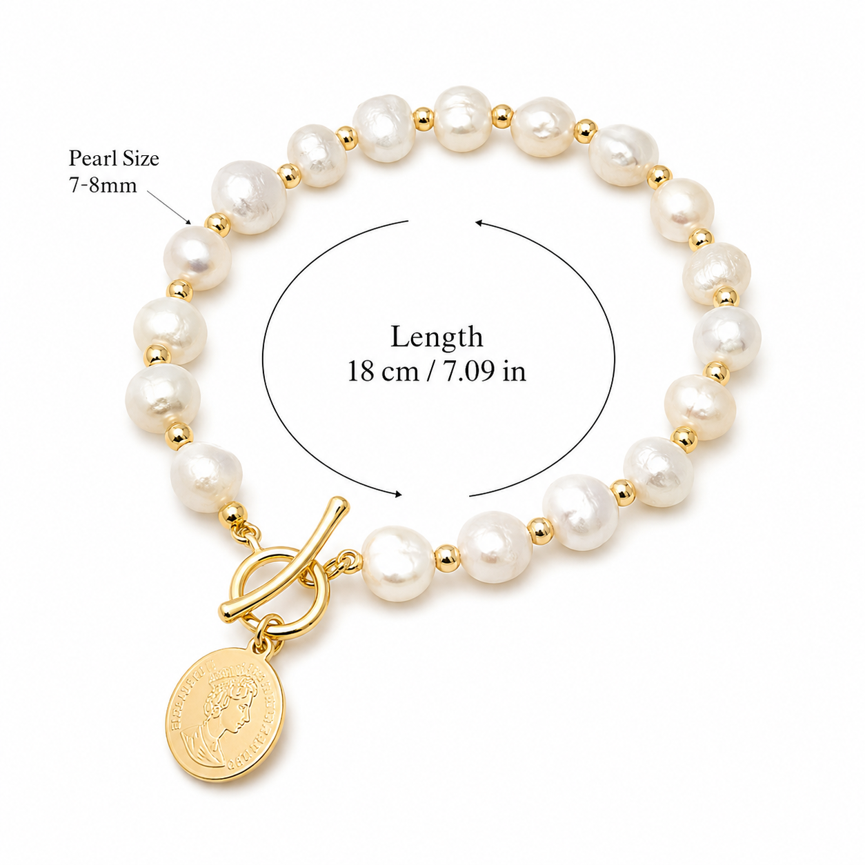 Luna Pearl Coin Bracelet
