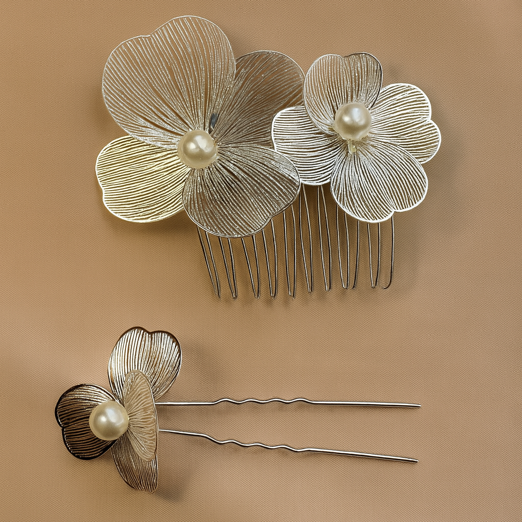 Celeste Silver Pearl Hair Comb