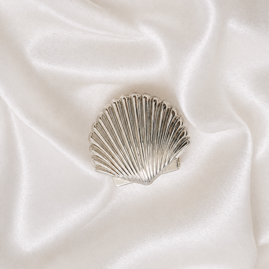 Silver Shell Hair Clips