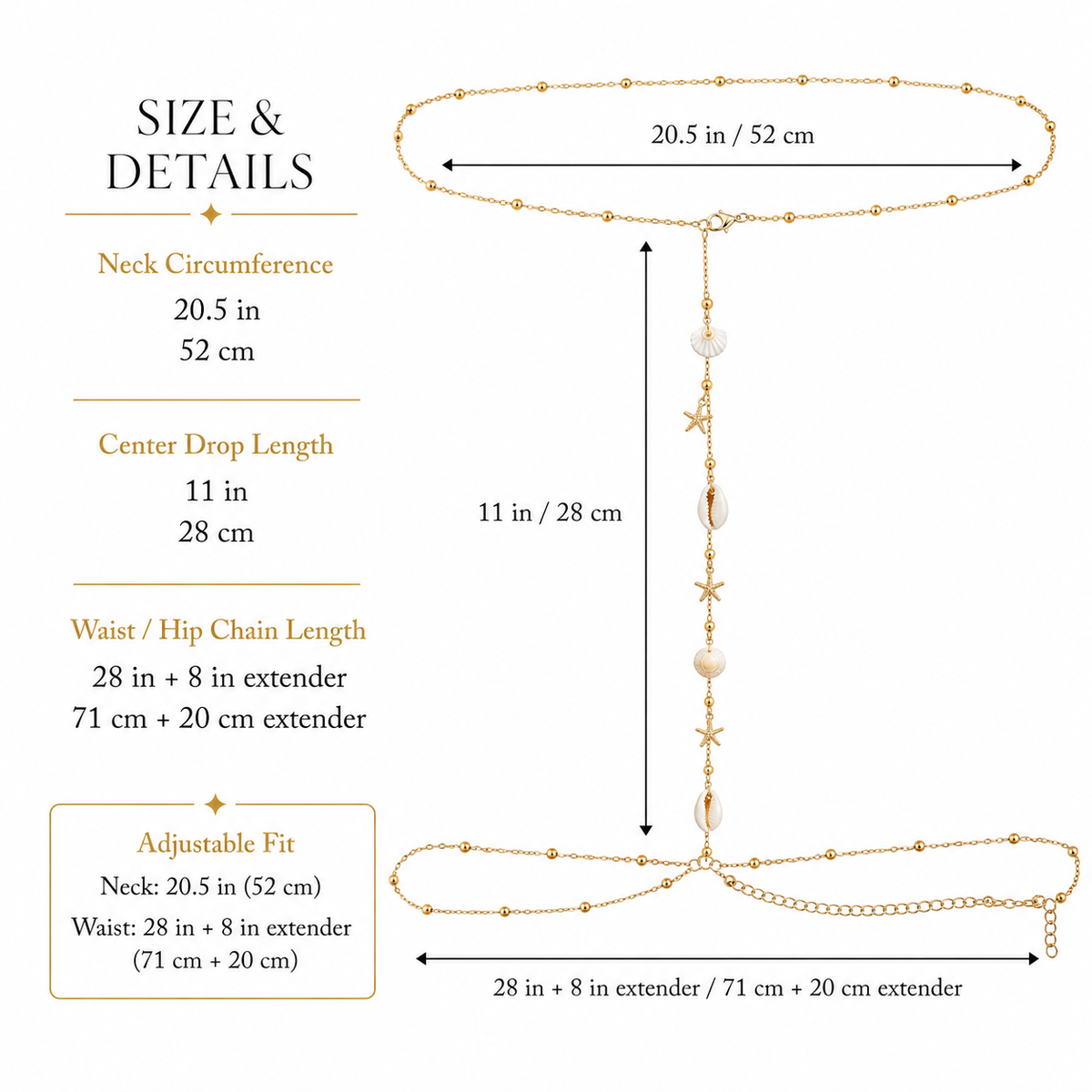 Calista Shell Back Necklace & Body Chain